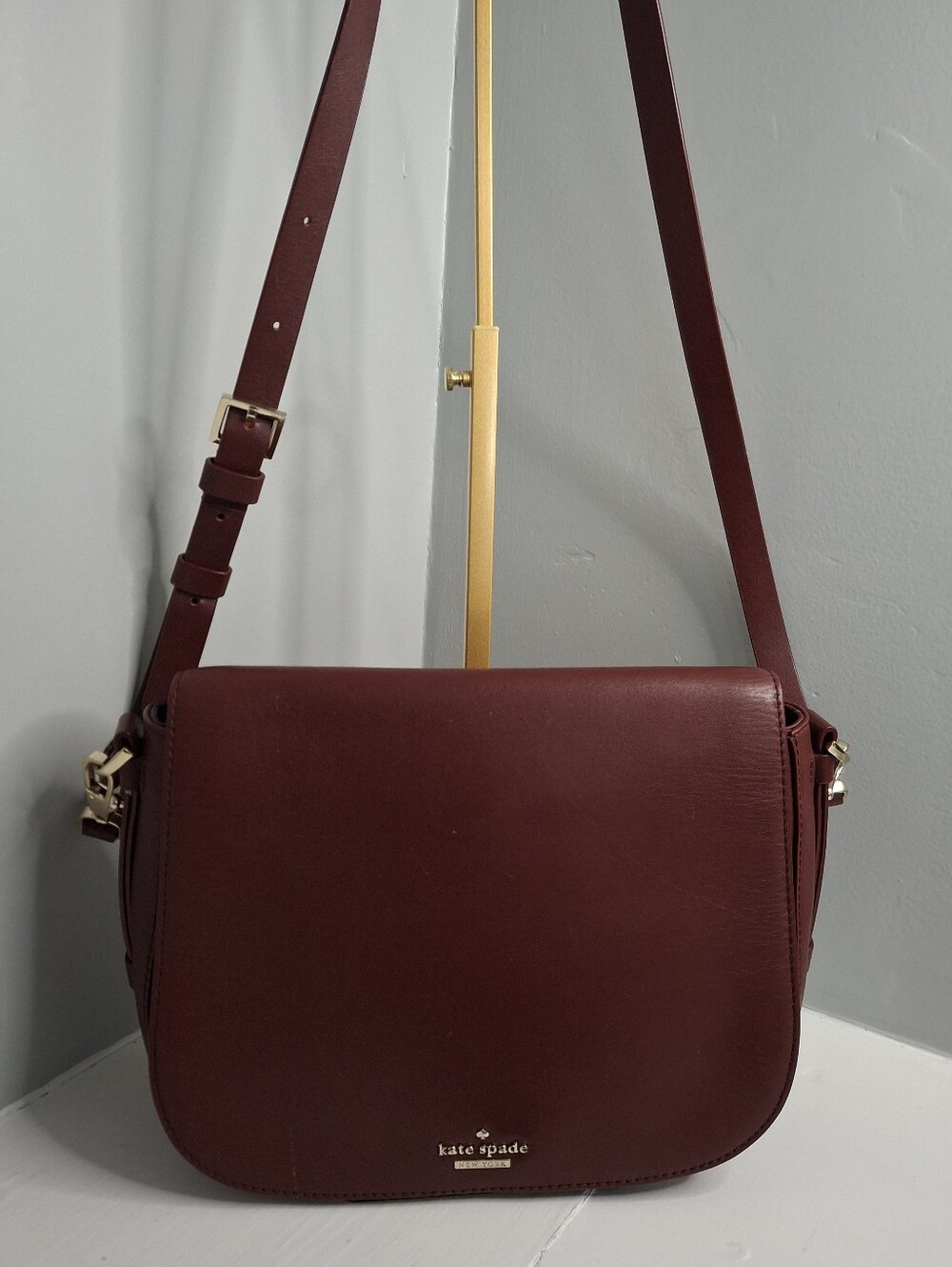 Kate Spade Burgundy Leather Flap Crossbody Shoulder Bag Great condition